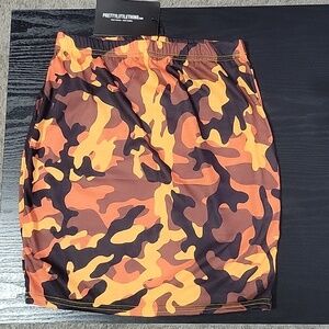 PrettyLittleThing Orange & Brown Camo Bodycon Mini Skirt